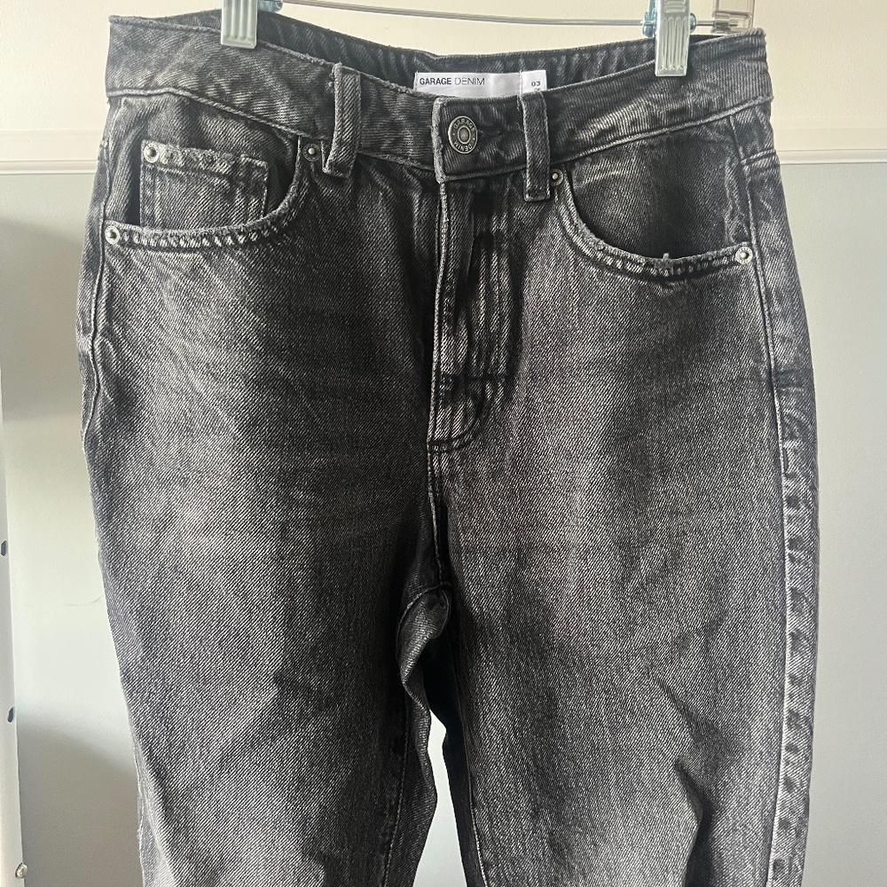 Garage mom style black denim jeans, size: 03 (26)